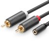 1027612-1-kabel-przewod-audio-mini-jack-3-5mm-zenski-2rc-ugreen-hurtownia-dropshipping.jpg Audio kabelis mini ligzda 3,5 mm (sieviešu) - 2 RCA (vīriešu) 1 m - pelēks