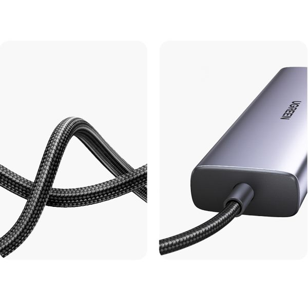 USB-C centrmezgla adapteris - USB-A / HDMI / RJ45 / SD un TF karšu lasītājs / USB-C PD 100W - pelēks