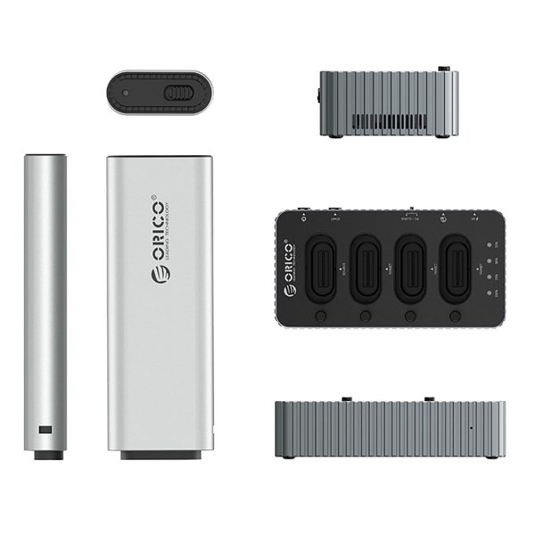 IT48N-C 4 disku M.2 NVME klona dokstacija - pelēka