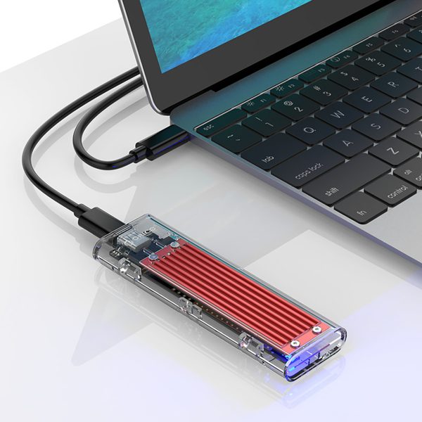 TCM2-C3 M.2 NVME uz USB-C 10Gb/s diska korpuss — sarkans un caurspīdīgs