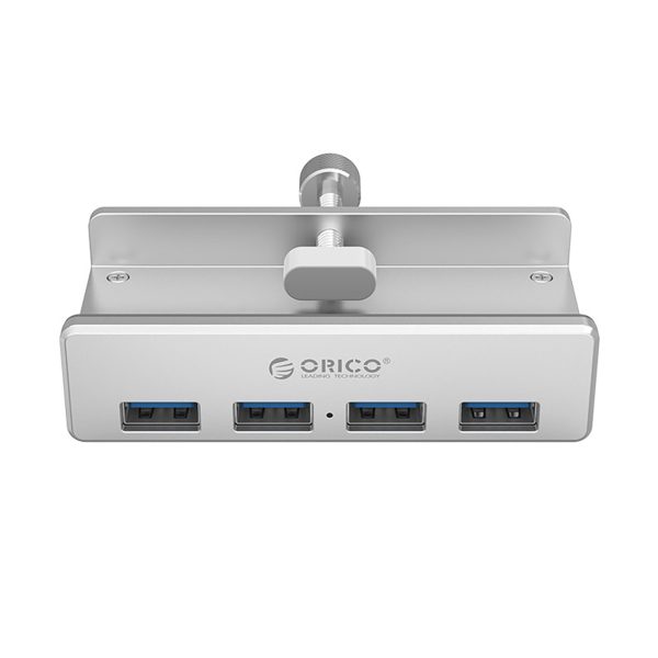 MH4PU centrmezgla sadalītājs monitora galda skavai 4x USB-A - sudrabs