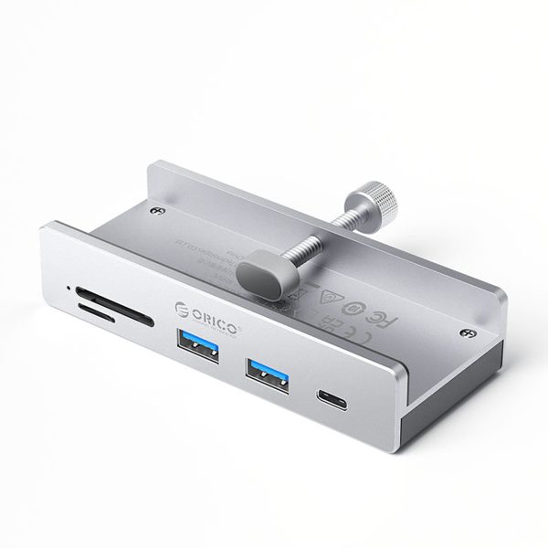 MH5PC ar skavu montējams USB-C / USB-A USB-C SD TF centrmezgls - sudrabs
