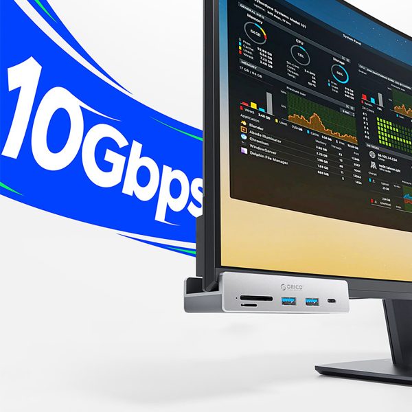 MH5PC ar skavu montējams USB-C / USB-A USB-C SD TF centrmezgls - sudrabs