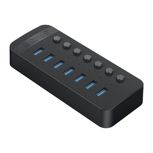 CT2U3-7AB centrmezgls ar 7x USB-A slēdžiem - melns