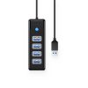 PW4U-U3 USB-A sadalītāja centrmezgls - 4x USB-A - melns