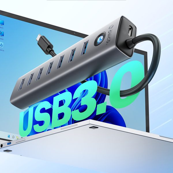 Sadalītājs CL7U-U3 7x USB-A USB-C 5V 3A 1m - pelēks