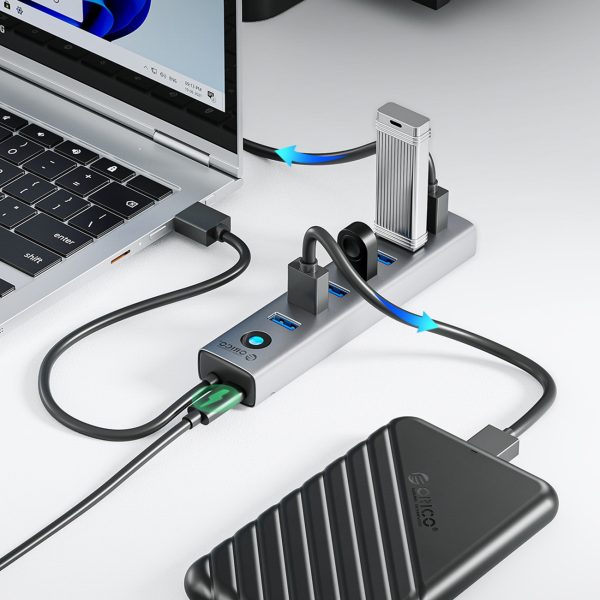 Sadalītājs CL7U-U3 7x USB-A USB-C 5V 3A 1m - pelēks