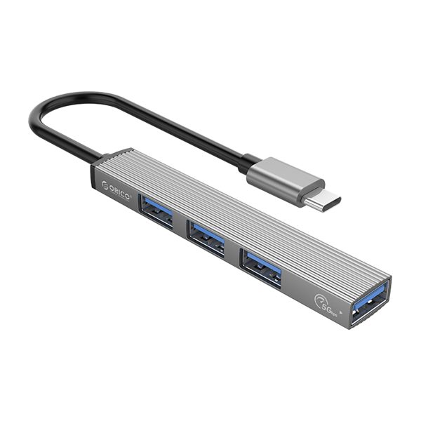 Hub AH-13 dokstacijas sadalītājs USB-C uz 4x USB-A - pelēks