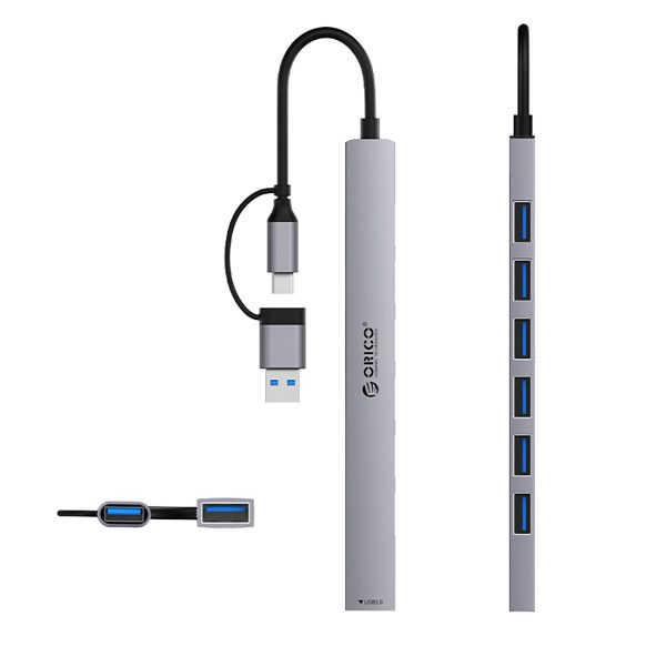 Hub YSA2-U3 USB-A / USB-C uz 7x USB-A dokstacija - pelēka
