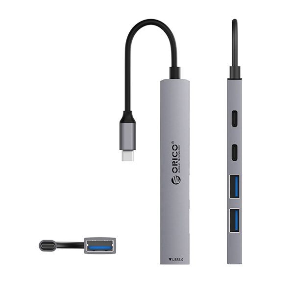 Hub YSB4-U2 USB-C uz USB-A USB-C dokstacija - pelēka