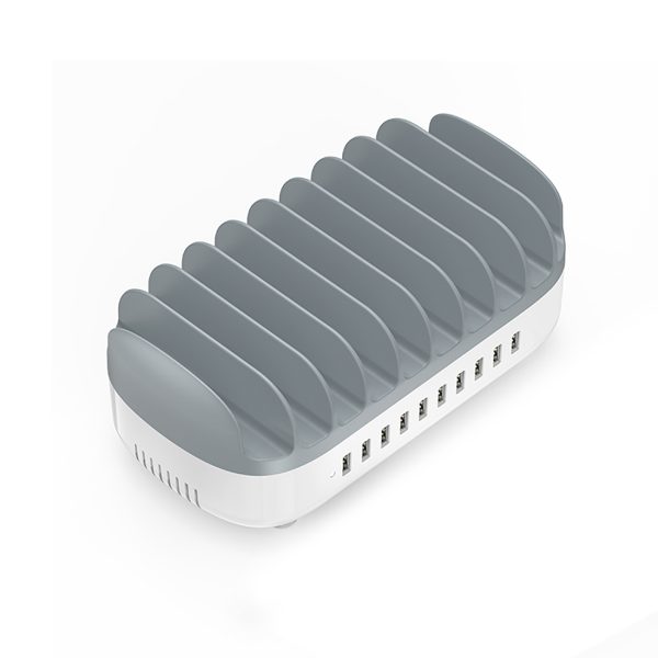 DUK-10P-V1 viedā uzlādes stacija tālruņiem un planšetdatoriem 10x USB-A - balta