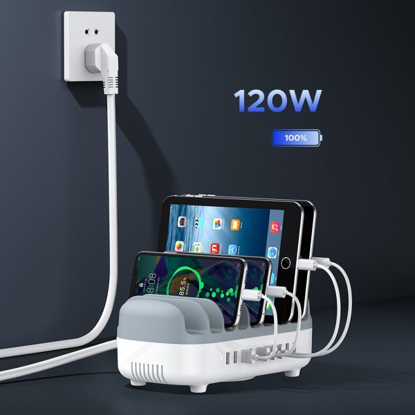 DUK-10P-V1 viedā uzlādes stacija tālruņiem un planšetdatoriem 10x USB-A - balta