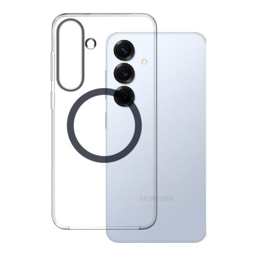 Samsung Clear Magnet Case silikona aizmugurējais vāciņš ar magnētisku gredzenu Samsung Galaxy S25 tālrunim - caurspīdīgs
