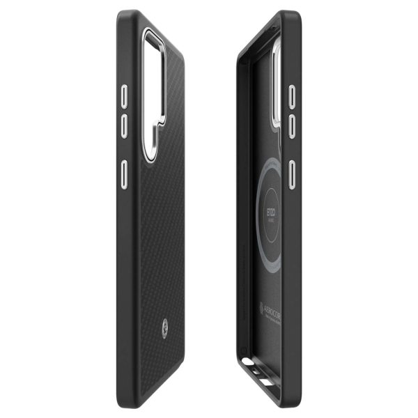 Spigen Enzo aramīda silikona maciņš ar MagFit gredzenu priekš Samsung Galaxy S25 Ultra - melns