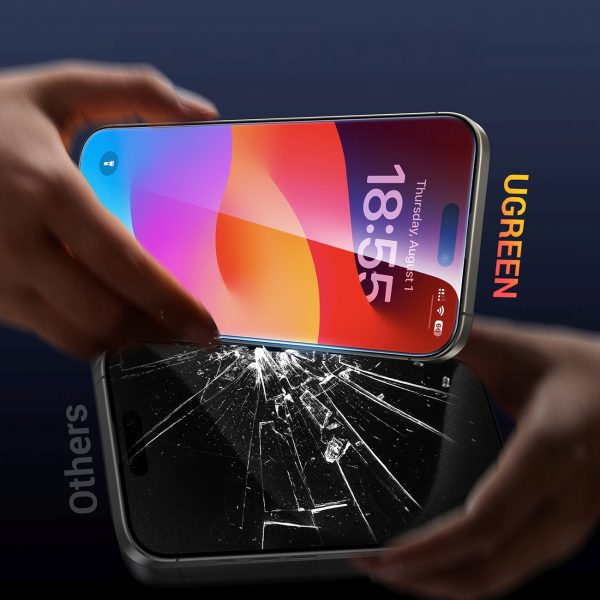 1028349-3-szklo-hartowane-sp629-z-ramka-montazowa-na-iphone-ugreen-hurtownia-dropshipping.jpg Rūdīts stikls ar montāžas rāmi iPhone 16 Pro - 2 gab.