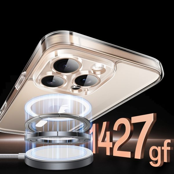 iPhone 16 Pro elegants, caurspīdīgs magnētiskais maciņš ar MagSafe aizsargapvalku — caurspīdīgs