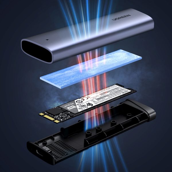 M.2 NVMe PCIe SSD korpuss - sudrabs