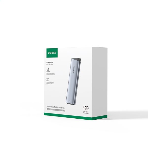 M.2 NVMe/SATA SSD korpuss - sudrabs