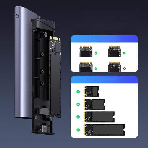 M.2 NVMe/SATA SSD korpuss - sudrabs