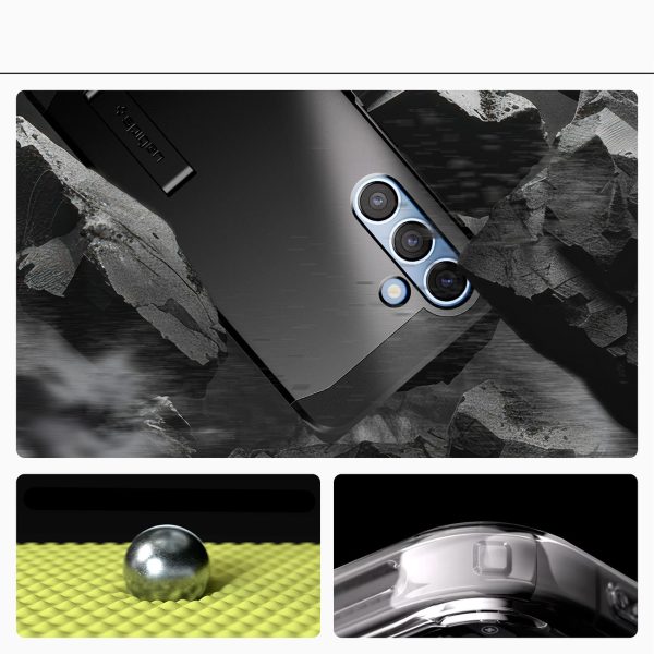 Samsung Galaxy S25 maciņš ar izturīgu Armor MagSafe statīvu - melns