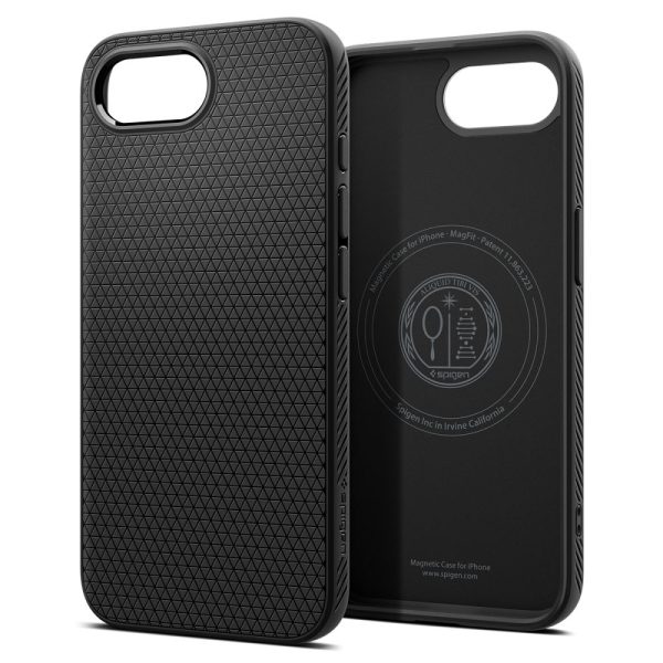 1028575-2-etui-plecki-na-iphone-16e-liquid-air-mag-magsafe-spigen-hurtownia-dropshipping.jpg iPhone 16e Liquid Air MagSafe aizmugurējais vāciņš - matēti melns