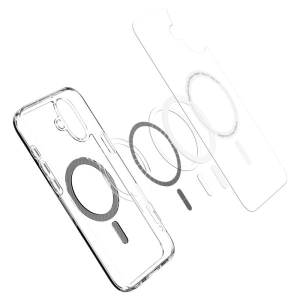 iPhone 16 Ultra Hybrid MagSafe oglekļa šķiedras aizsargvāciņš — caurspīdīgi pelēks
