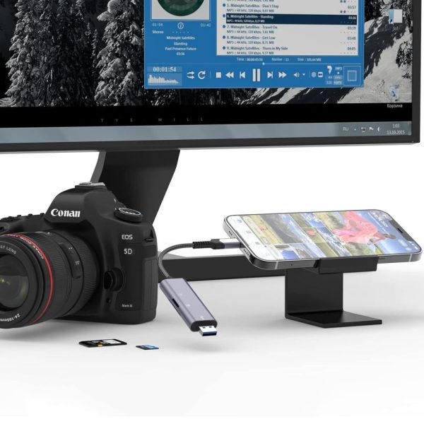SD/Micro SD atmiņas karšu lasītājs ar iPhone Lightning/USB-A savienotāju - pelēks
