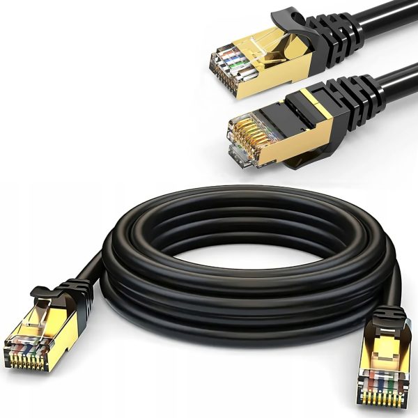 Kabelis, tīkla kabelis, interneta vītā pāra RJ45 CAT6 15 m melns