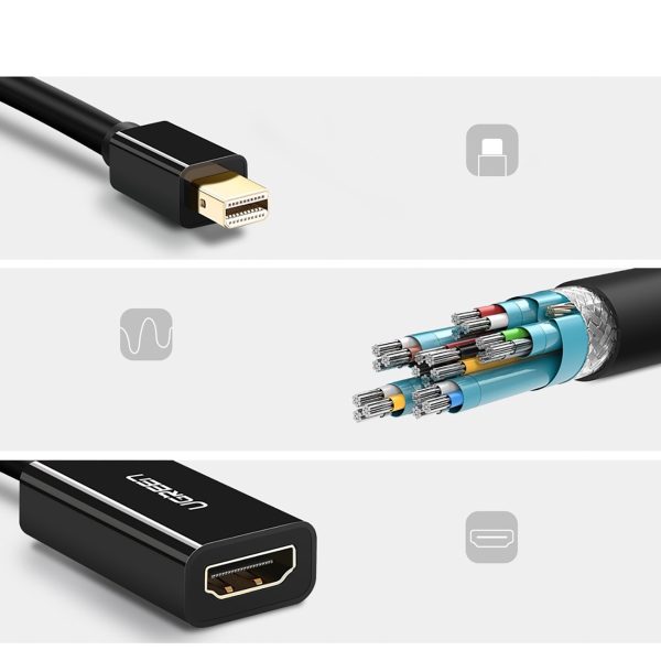Mini DisplayPort uz HDMI FHD 1080p adapteris — melns