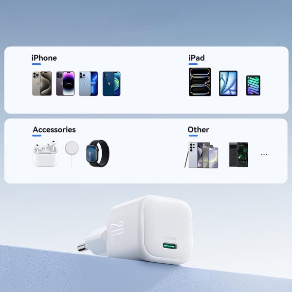 GaN Power Delivery 20W sienas lādētājs - balts