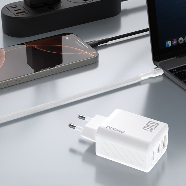 A29 GaN USB-C USB-A 65W sienas lādētājs - balts