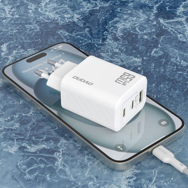 A29 GaN USB-C USB-A 65W sienas lādētājs - balts