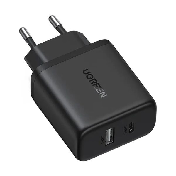 X227 GaN USB-A USB-C 20W sienas lādētājs - melns
