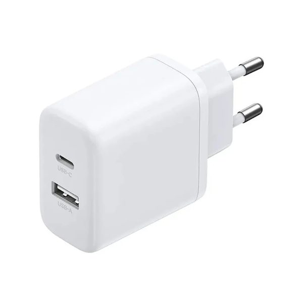 X227 GaN USB-A USB-C 20W sienas lādētājs - balts