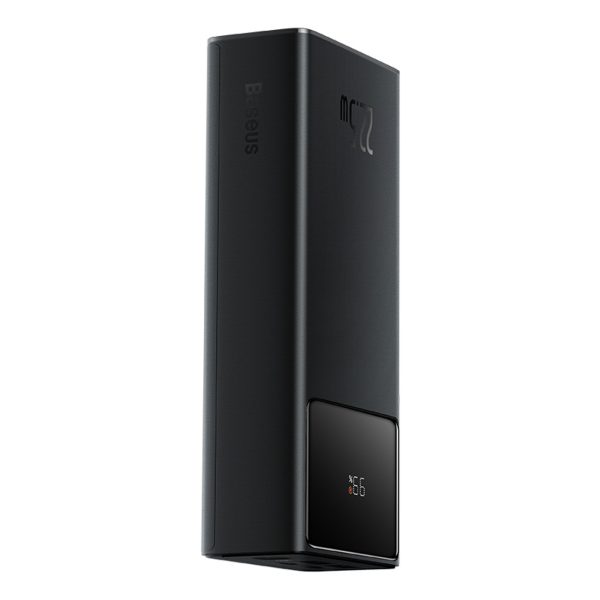 Powerbank 30000mAh 22.5W ar USB-A - USB-C 3A 30cm kabeli - melns