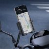 Motocikla telefona turētājs ar triecienus absorbējošu kronšteinu spogulim - melns