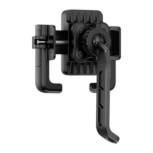 Motocikla telefona turētājs ar triecienus absorbējošu kronšteinu spogulim - melns