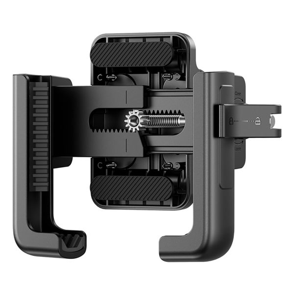 Motocikla telefona turētājs ar triecienus absorbējošu kronšteinu spogulim - melns