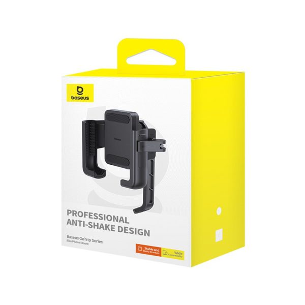 Motocikla telefona turētājs ar triecienus absorbējošu kronšteinu spogulim - melns