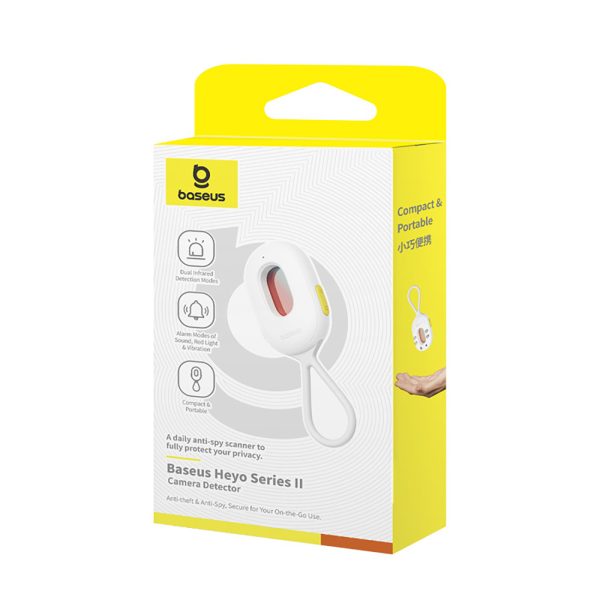 Slēptās kameras detektors ar trauksmi, mini lukturītis, USB-A - USB-C kabelis - balts