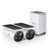 Saules enerģijas āra novērošanas komplekts ar 2 3K kamerām, 8x 16 GB - balts