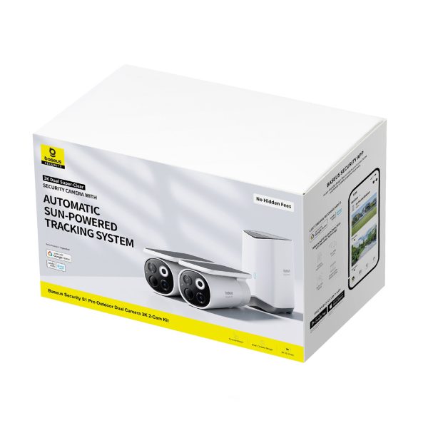Saules enerģijas āra novērošanas komplekts ar 2 3K kamerām, 8x 16 GB - balts
