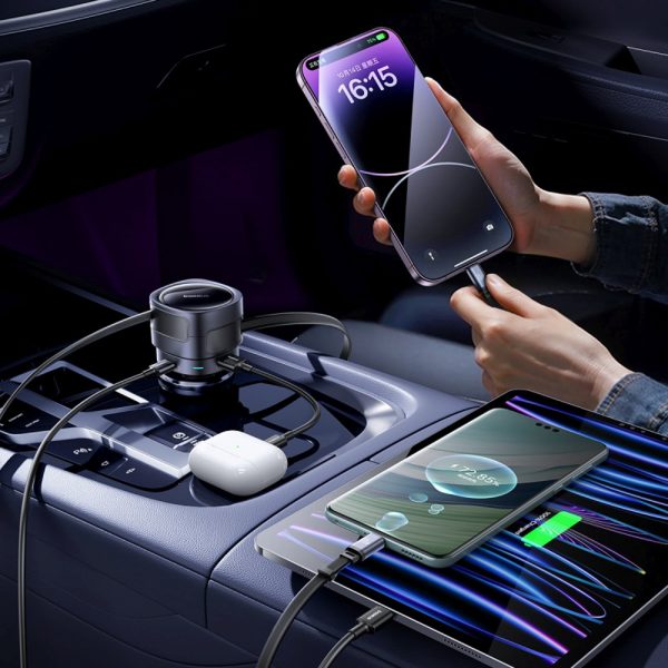 1030194-9-ladowarka-samochodowa-usb-c-z-kablem-usb-c-iphone-baseus-hurtownia-dropshipping.jpg USB-C automašīnas lādētājs ar USB-C iPhone Lightning kabeli 90W - melns