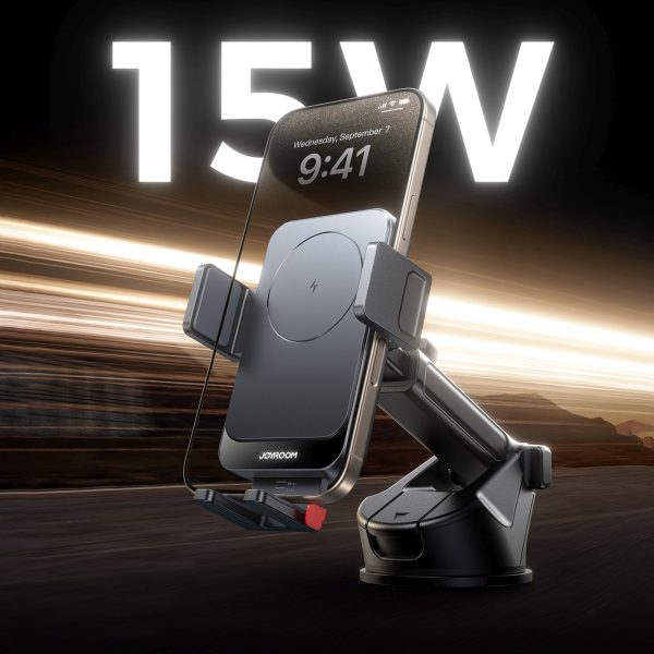 Automašīnas tālruņa turētājs ar induktīvo lādētāju instrumentu panelim - melns