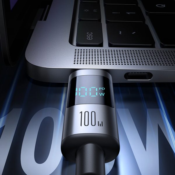 USB-C 100W 1,2m displeja kabelis - melns