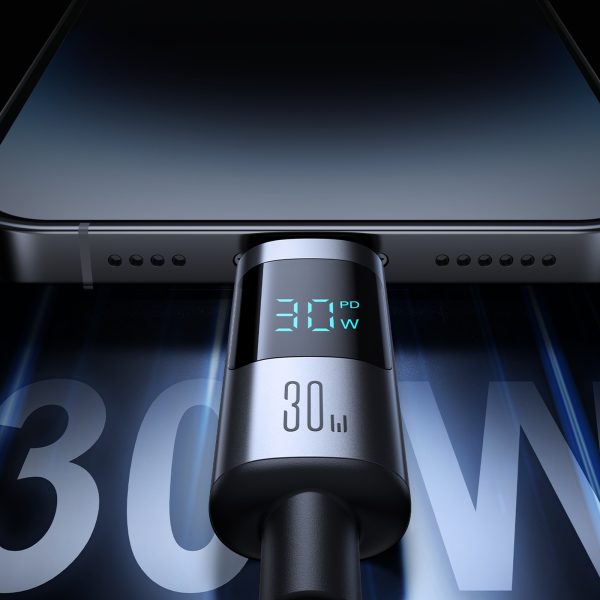 USB-C displeja kabelis - iPhone Lightning 30W 1.2m - melns