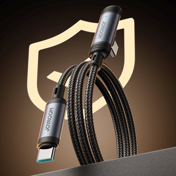 USB-C 60W 1,2m leņķveida kabelis - melns