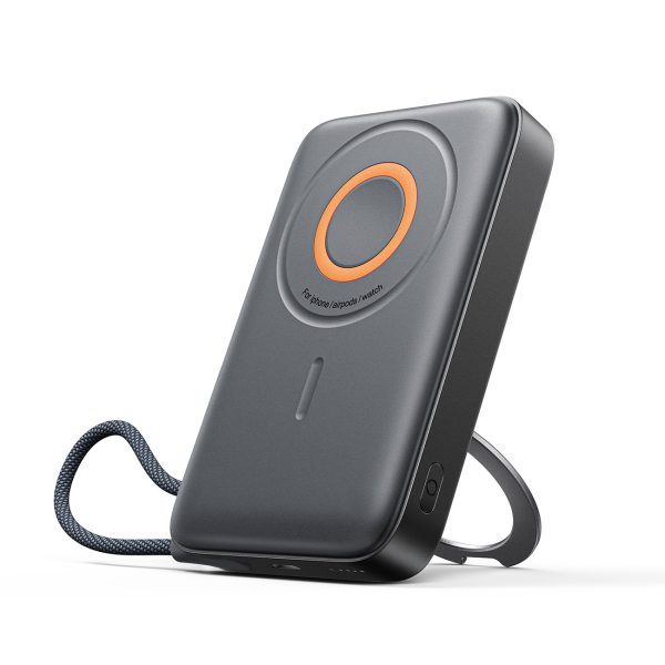 3-in-1 induktīvā pārnēsājamā uzlādes ierīce 10000mAh 22.5W ar iebūvētu MagSafe kabeli - melna