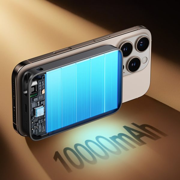 3-in-1 induktīvā pārnēsājamā uzlādes ierīce 10000mAh 22.5W ar iebūvētu MagSafe kabeli - melna