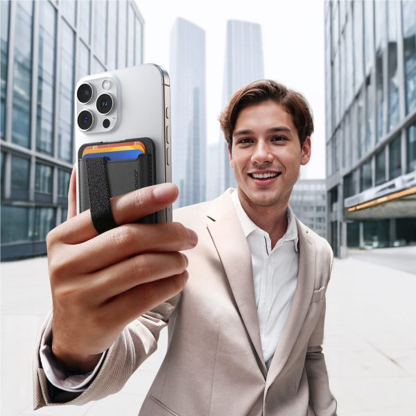 Magnētiskā maka 3 kartēm, saderīga ar MagSafe - melna